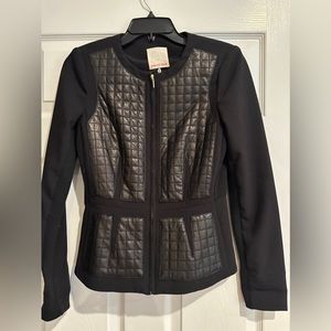 REBECCA TAYLOR JACKET with leathery detail on front panels. Zip up. Knit fabric.